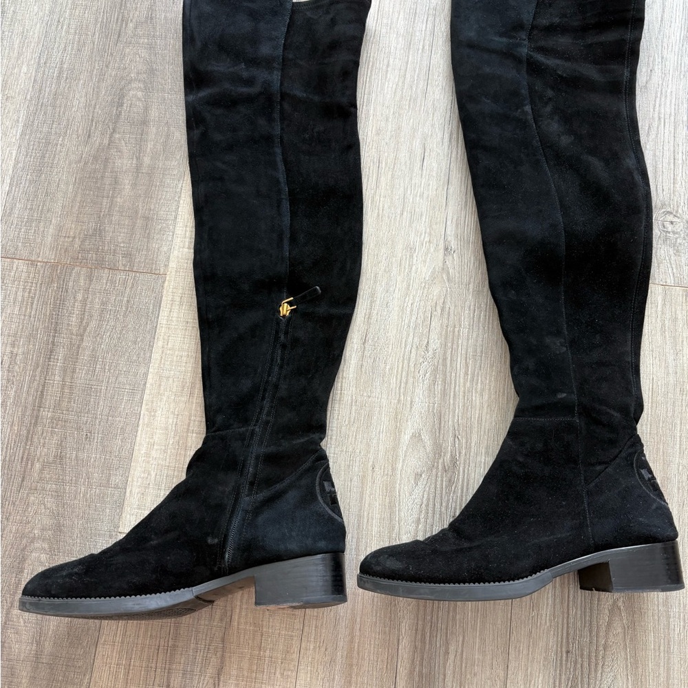 Tory Burch Black Over-the-Knee Suede Boots